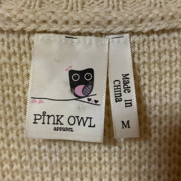 Pink Owl-Cream Knit sweater with blue anchor embroidered on it - Picture 4 of 6